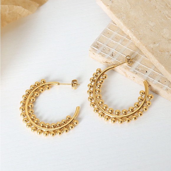 Gold Hoop Earrings*Everyday Hoops*Waterproof*Sweatproof - Picture 5 of 5
